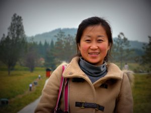 Our fearless guide in front of the Mausoleum mound